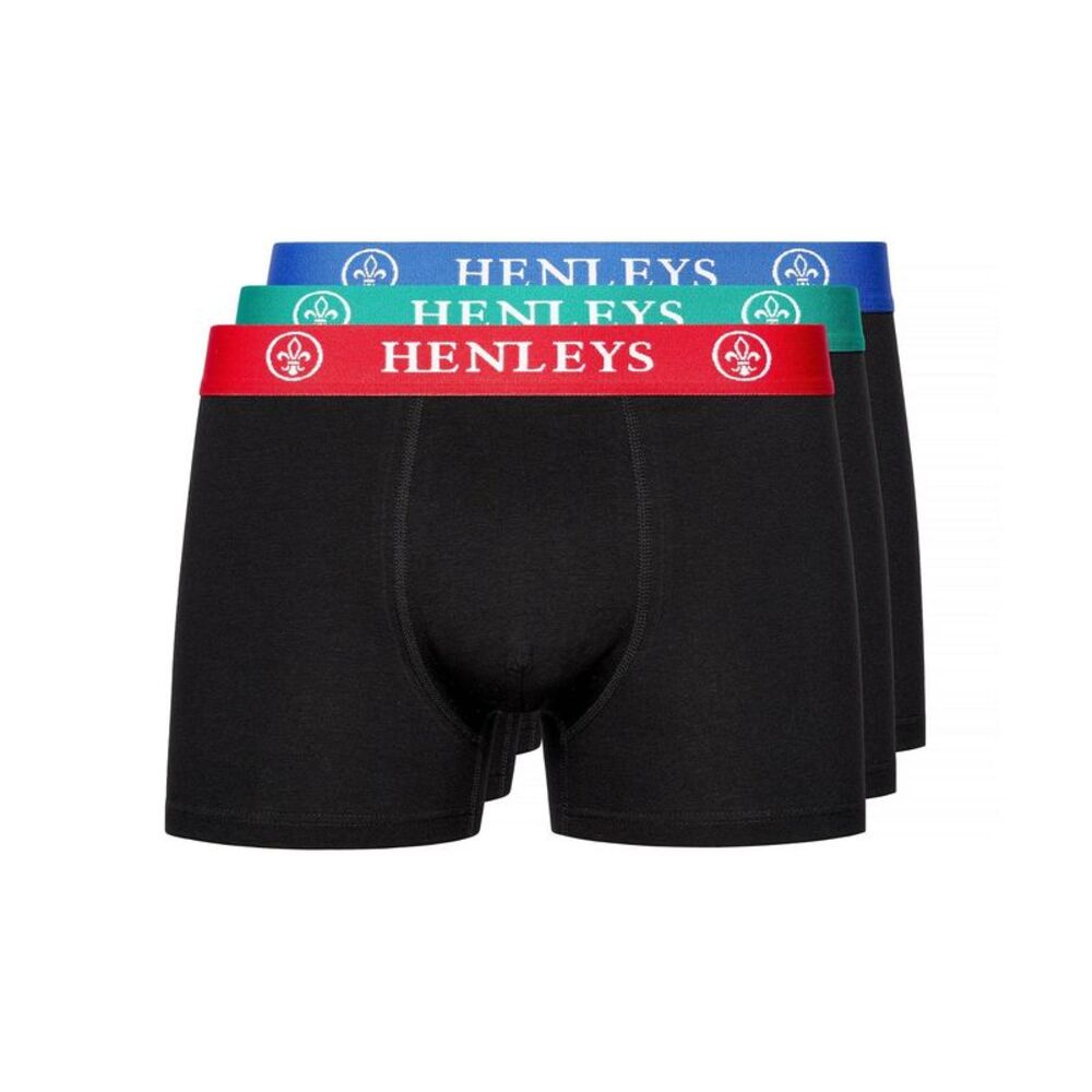 Henleys Mens Primas Boxer Shorts (Pack of 3) / Black
